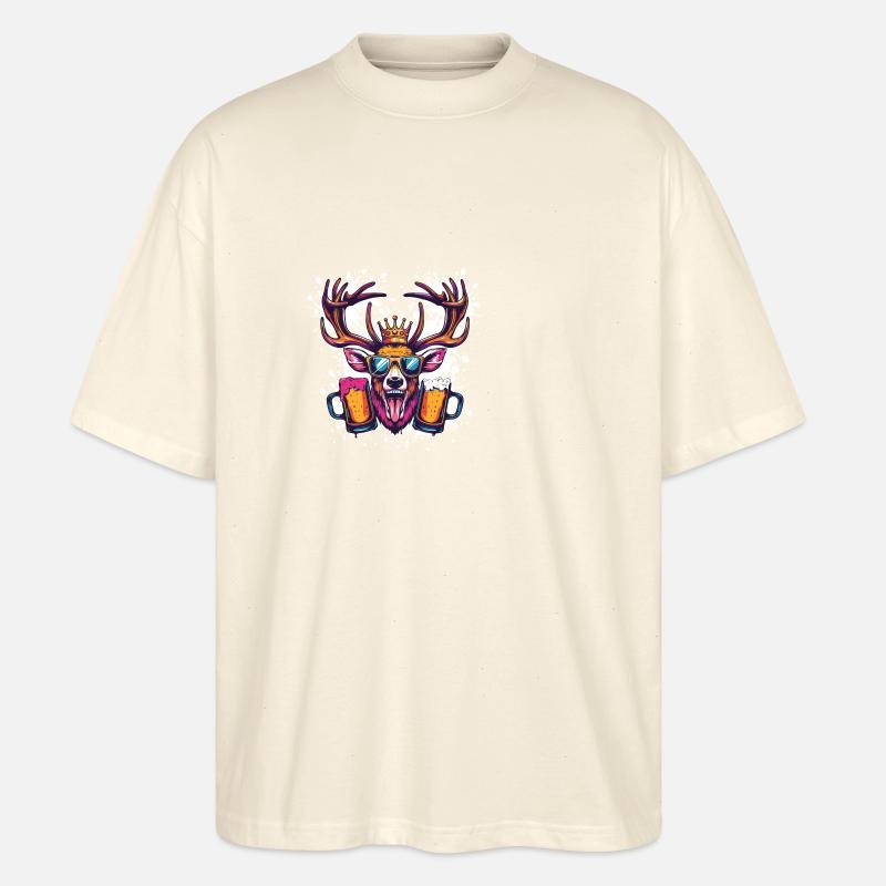 Hirsch Bier Party - Stanley/Stella Oversized Unisex Bio T-Shirt Blaster 2.0 - Natur