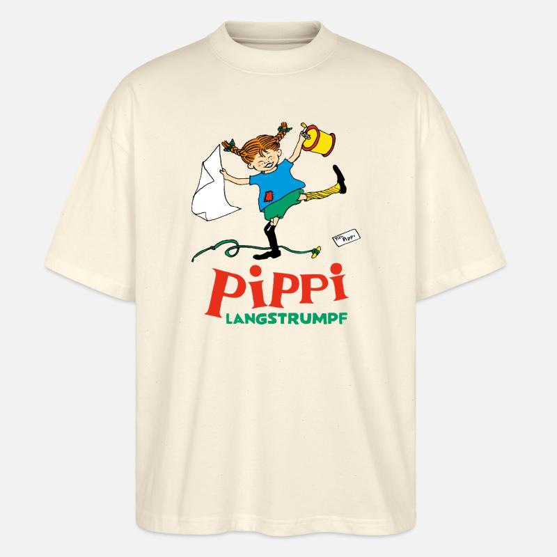 Pippi Langstrumpf Pippi Hat Spaß - Stanley/Stella Oversized Unisex Bio T-Shirt Blaster 2.0 - Natur