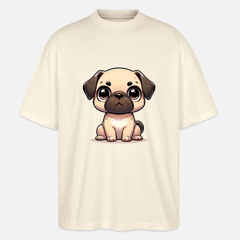 Illustration numérique de mignon Carlin - T-shirt bio Blaster 2.0 coupe oversize Stanley/Stella Unisexe - écru doux