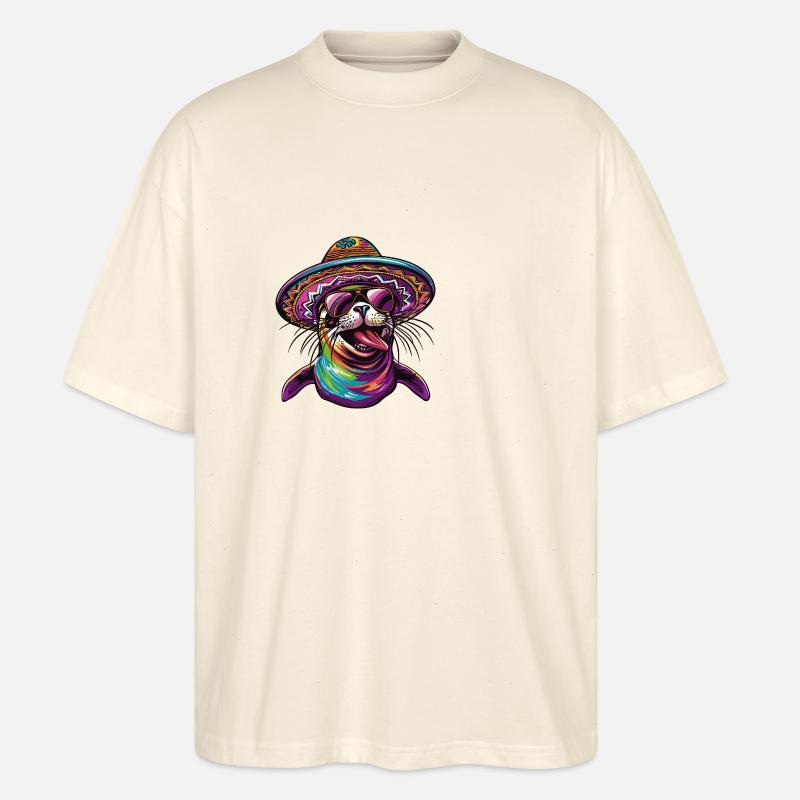 Robbe Tier Lustig Sombrero - Stanley/Stella Oversized Unisex Bio T-Shirt Blaster 2.0 - Natur