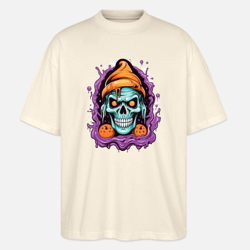 Graffiti Skull mit Halloween-Elementen - Stanley/Stella Oversized Unisex Bio T-Shirt Blaster 2.0 - Natur