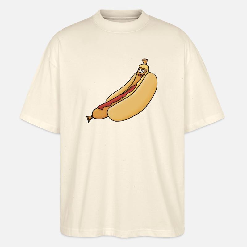 entspannte Bockwurst im Brötchen - Stanley/Stella Oversized Unisex Bio T-Shirt Blaster 2.0 - Natur