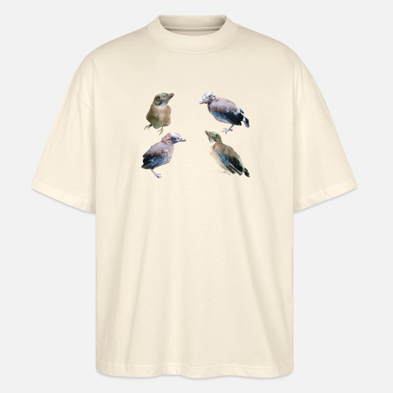 Eichelhäher Jungvögel - Stanley/Stella Oversized Unisex Bio T-Shirt Blaster 2.0 - Natur