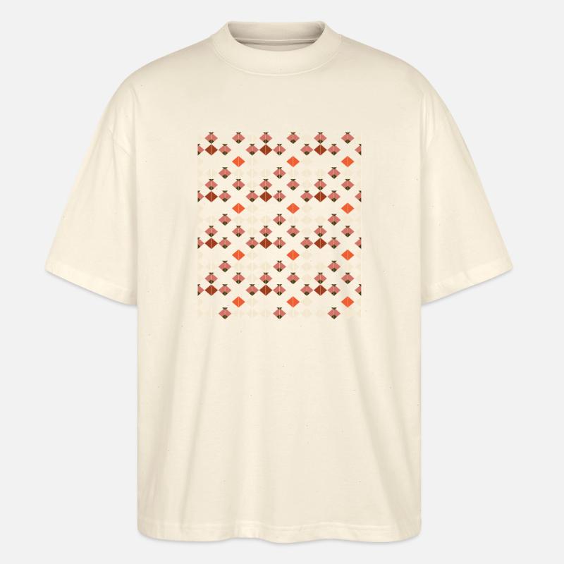 Geometric Diamond Quilt Pattern - Stanley/Stella Oversized Unisex Organic T-shirt Blaster 2.0 - soft Ecru