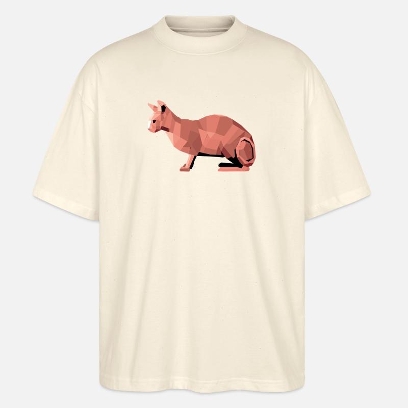 Sphynx Low Poly Cat – Geometrisches Design - Stanley/Stella Oversized Unisex Bio T-Shirt Blaster 2.0 - Natur