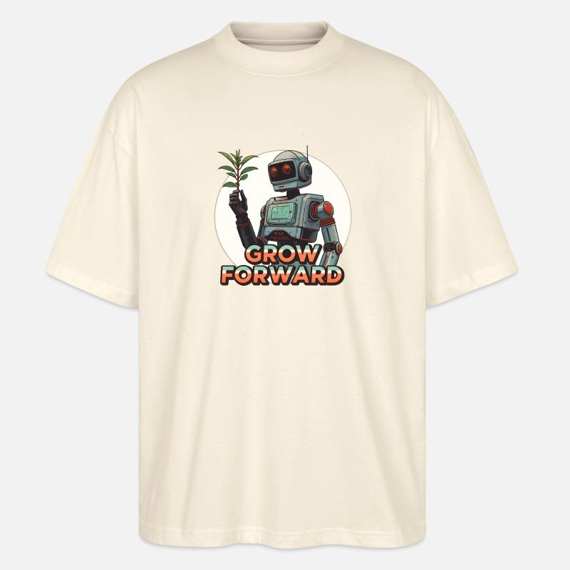 Grow Forward – Retro Sci-Fi Robot - Stanley/Stella Oversized Unisex Bio T-Shirt Blaster 2.0 - Natur