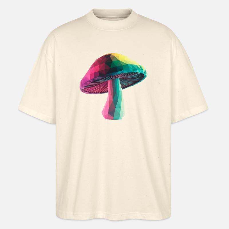 Champignon - Logo Low Poly cool - T-shirt bio Blaster 2.0 coupe oversize Stanley/Stella Unisexe - écru doux