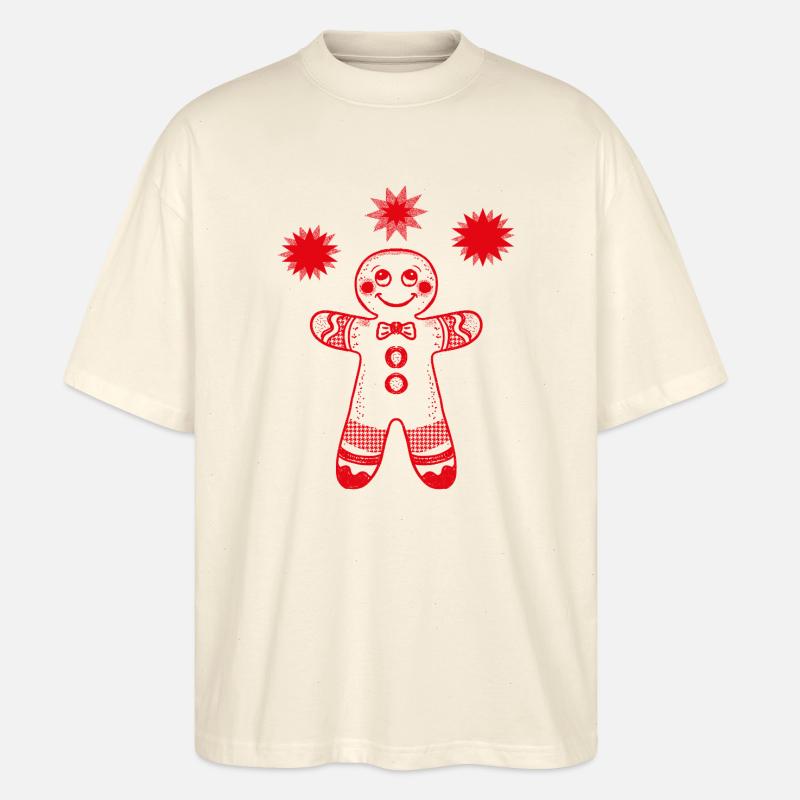 Lebkuchenmann mit Sternen - Stanley/Stella Oversized Unisex Bio T-Shirt Blaster 2.0 - Natur