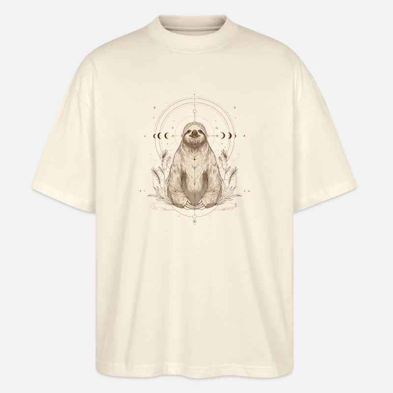 Faultier mit Mondphasen im Boho Stil - Stanley/Stella Oversized Unisex Bio T-Shirt Blaster 2.0 - Natur