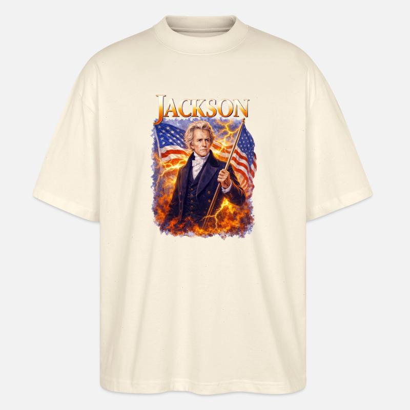 Jacksons Freiheitsheld mit Flagge - Stanley/Stella Oversized Unisex Bio T-Shirt Blaster 2.0 - Natur