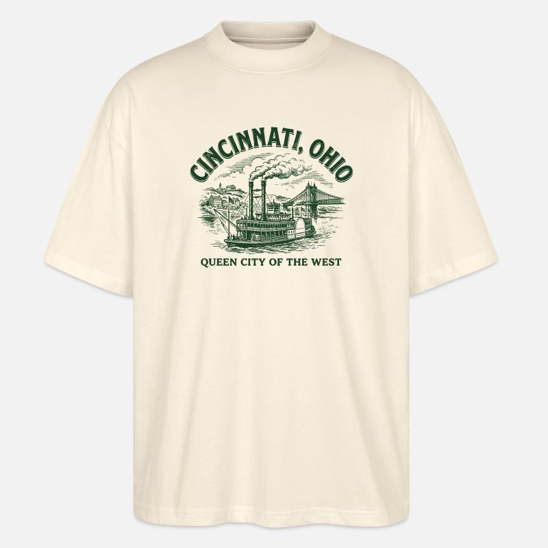 Cincinnati Dampfschiff Erbe - Stanley/Stella Oversized Unisex Bio T-Shirt Blaster 2.0 - Natur