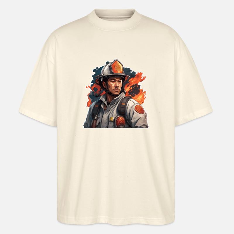 Firefighter / Fire / Fire / Extinguish / Hero - Stanley/Stella Oversized Unisex Organic T-shirt Blaster 2.0 - soft Ecru