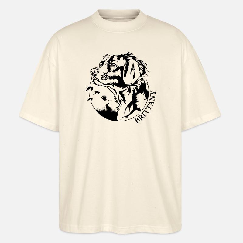 Brittany Jagdhund Jäger Jagdhunde Wilsigns - Stanley/Stella Oversized Unisex Bio T-Shirt Blaster 2.0 - Natur