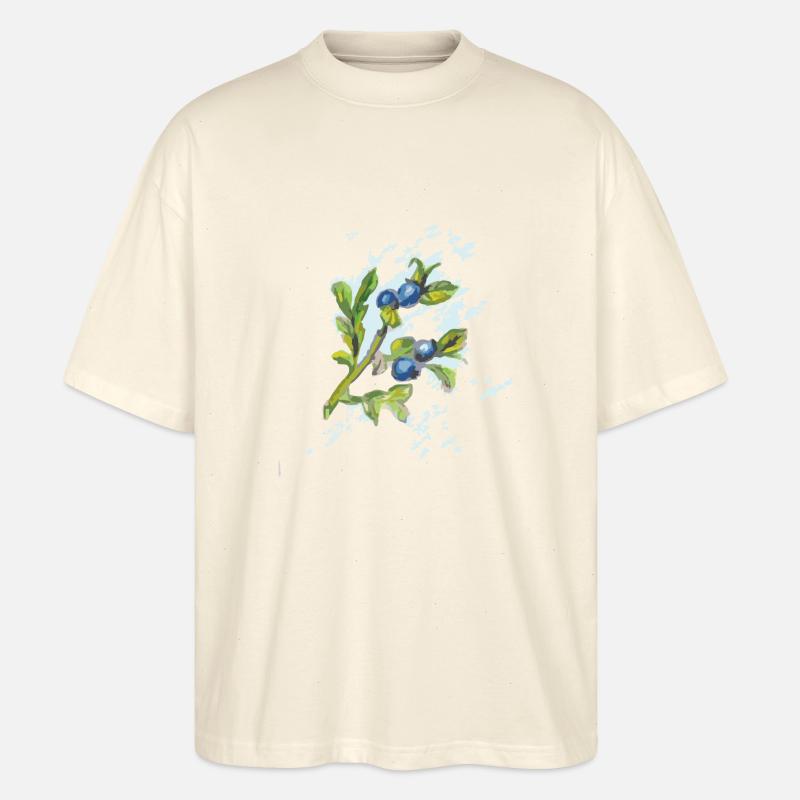 mustikka - Stanley/Stella Blaster 2.0 Unisex Oversized Luomu T-paita - pehmeä ecru