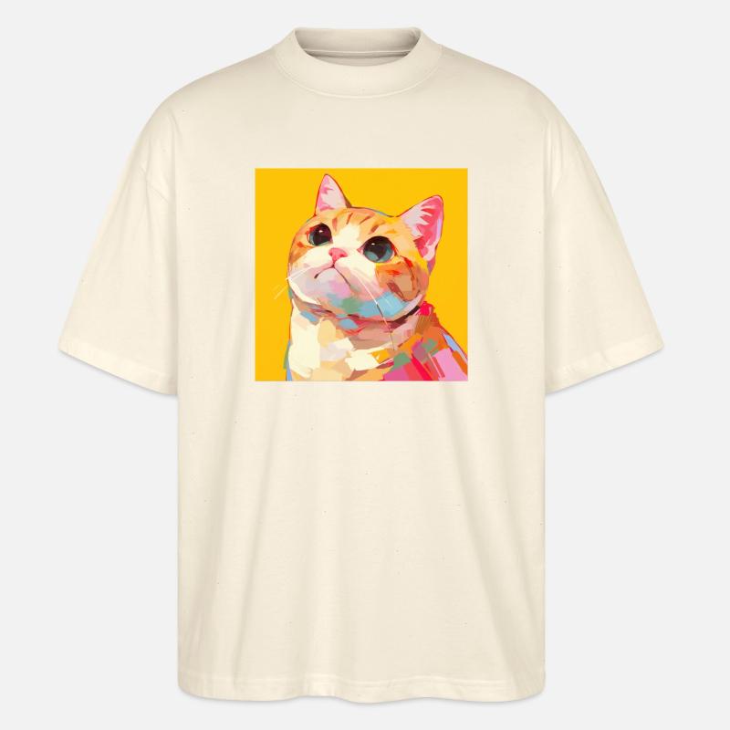 Chat, Motif De Chat - T-shirt bio Blaster 2.0 coupe oversize Stanley/Stella Unisexe - écru doux