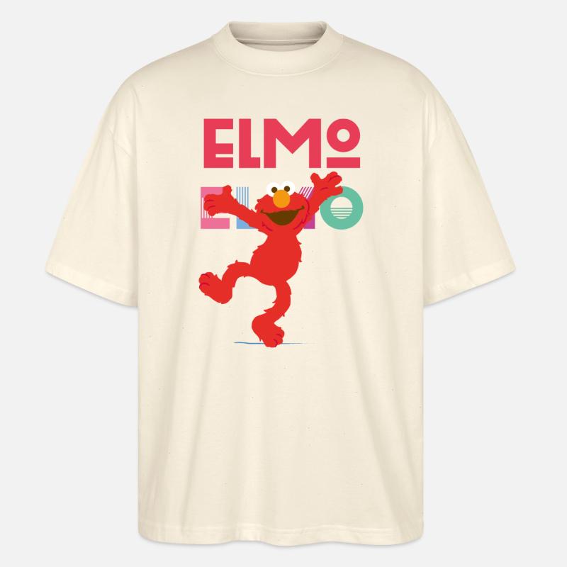 Sesamstraße Elmo Springt - Stanley/Stella Oversized Unisex Bio T-Shirt Blaster 2.0 - Natur