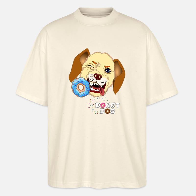 Hund beißt Donut - Stanley/Stella Oversized Unisex Bio T-Shirt Blaster 2.0 - Natur