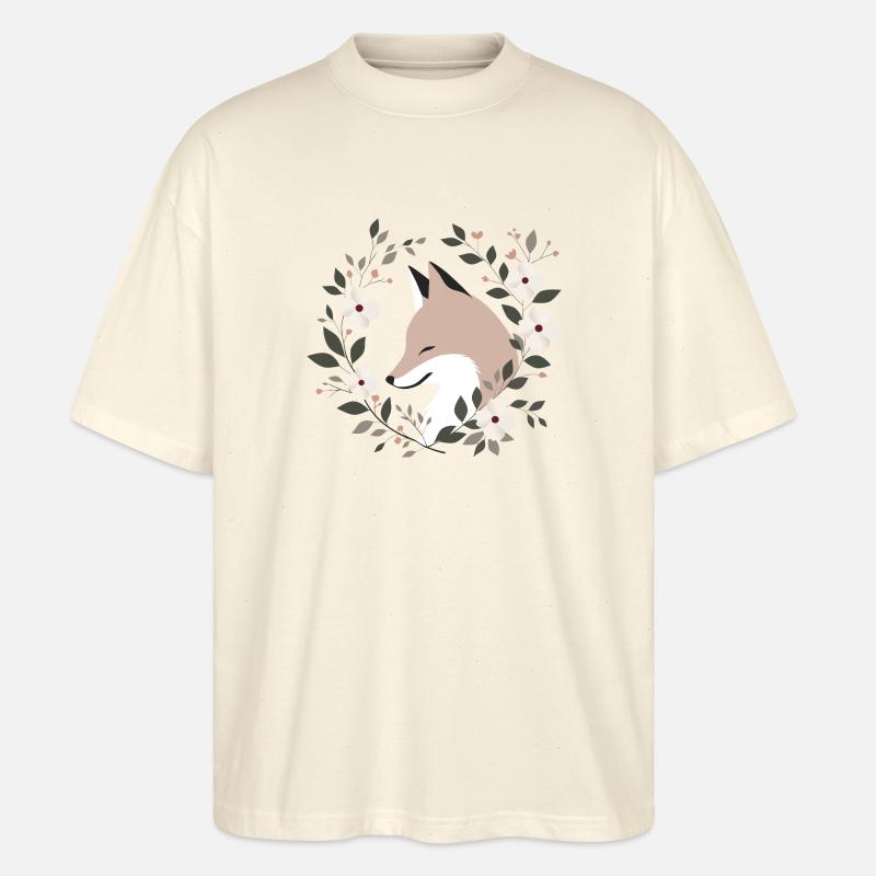 Fuchs mit Blumen - Stanley/Stella Oversized Unisex Bio T-Shirt Blaster 2.0 - Natur