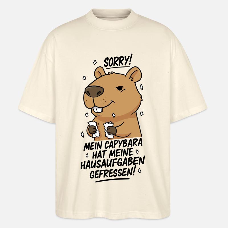 Pardon! Capybara a mangé mes devoirs - T-shirt bio Blaster 2.0 coupe oversize Stanley/Stella Unisexe - écru doux