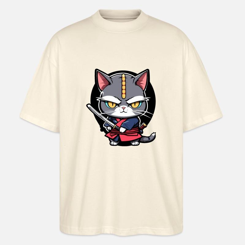 Samurai-Katze #8 - Stanley/Stella Oversized Unisex Bio T-Shirt Blaster 2.0 - Natur