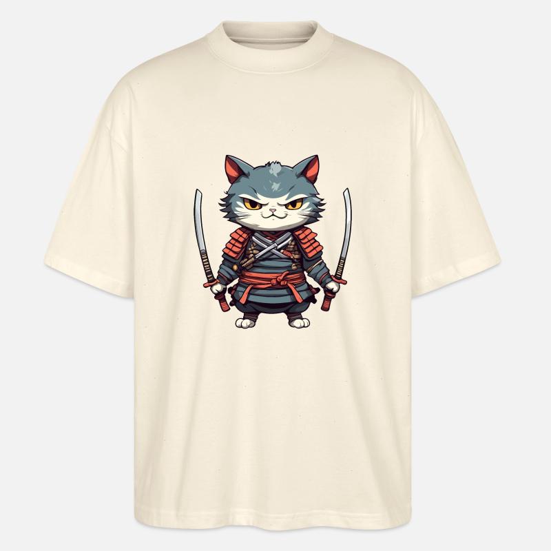 Samurai-Katze #35 - Stanley/Stella Oversized Unisex Bio T-Shirt Blaster 2.0 - Natur