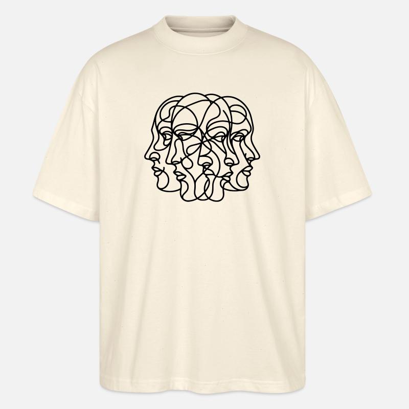 Abstrakte Gesichter - Stanley/Stella Oversized Unisex Bio T-Shirt Blaster 2.0 - Natur