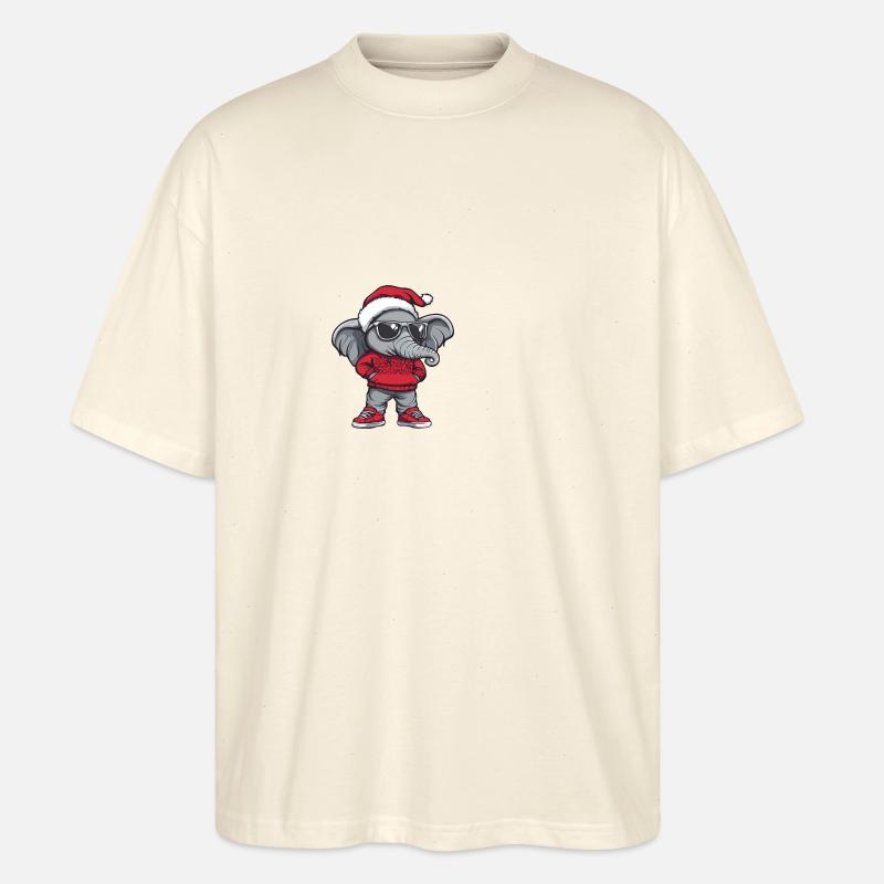 Noël éléphant Noël - T-shirt bio Blaster 2.0 coupe oversize Stanley/Stella Unisexe - écru doux