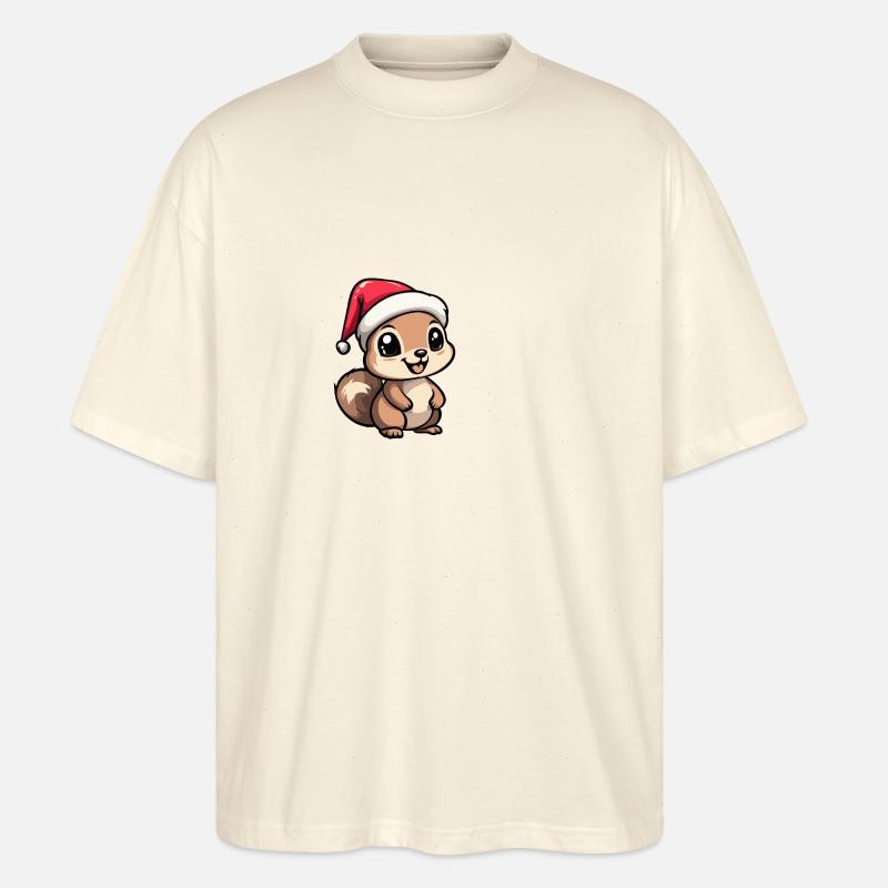 Eichhörnchen Weihnachten Niedlich - Stanley/Stella Oversized Unisex Bio T-Shirt Blaster 2.0 - Natur