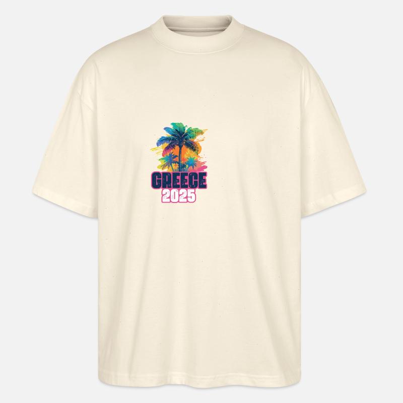 Greece 2025 Urlaub Palmen - Stanley/Stella Oversized Unisex Bio T-Shirt Blaster 2.0 - Natur