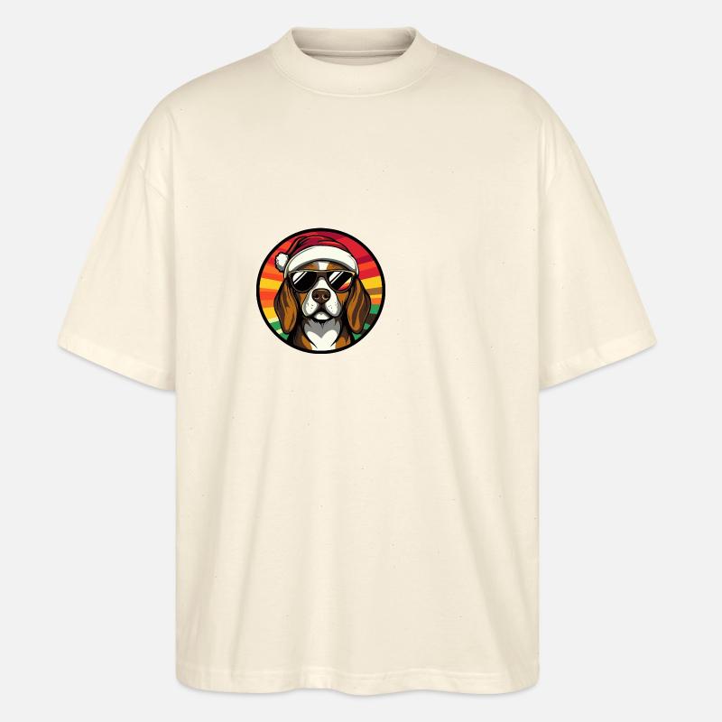 Beagle chien Noël cool - T-shirt bio Blaster 2.0 coupe oversize Stanley/Stella Unisexe - écru doux