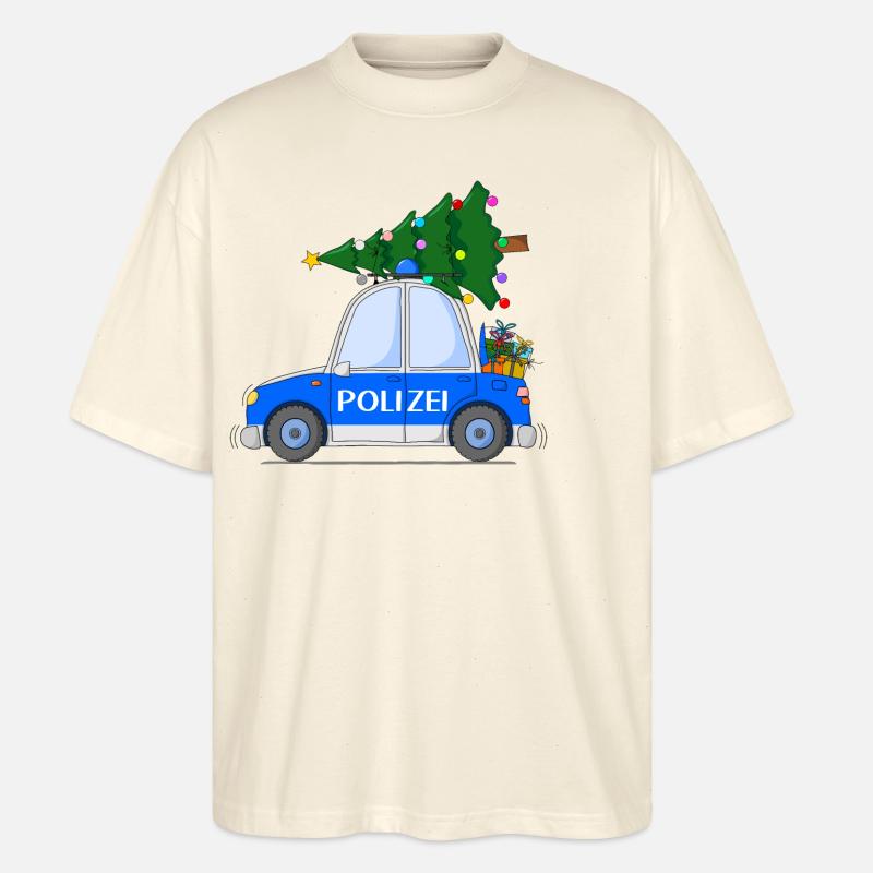 Polizeiauto Weihnachten - Stanley/Stella Oversized Unisex Bio T-Shirt Blaster 2.0 - Natur