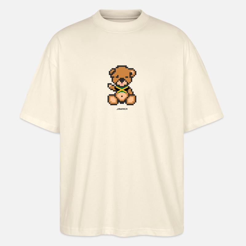 Pixel Bär Jamaika - Stanley/Stella Oversized Unisex Bio T-Shirt Blaster 2.0 - Natur