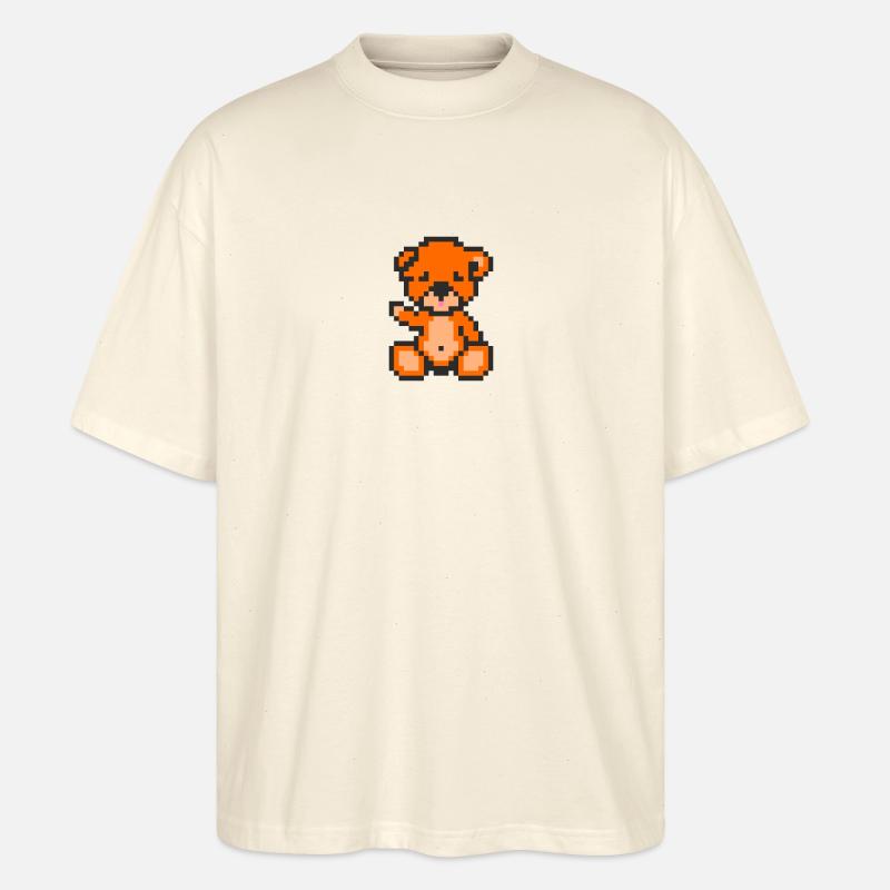 Pixel Bär Orange - Stanley/Stella Oversized Unisex Bio T-Shirt Blaster 2.0 - Natur