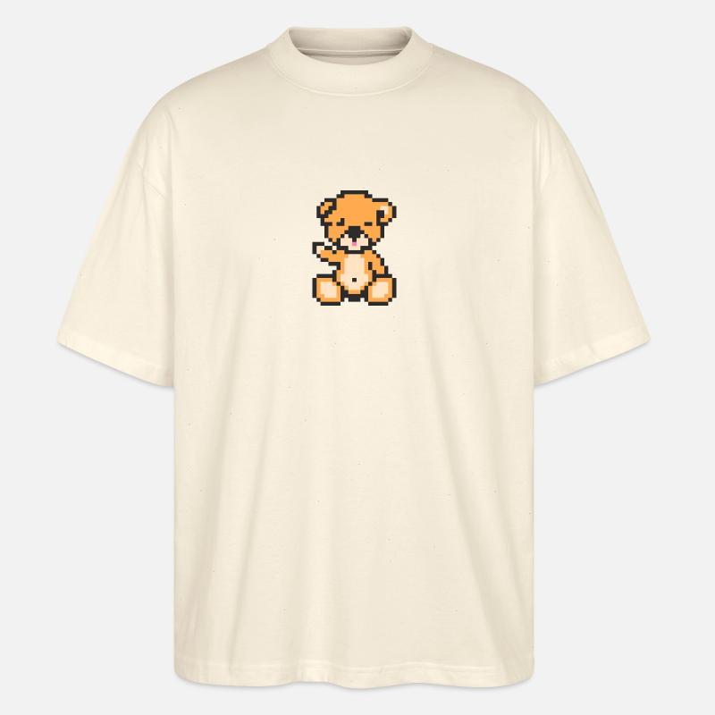 Pixel Bär Neon Orange - Stanley/Stella Oversized Unisex Bio T-Shirt Blaster 2.0 - Natur