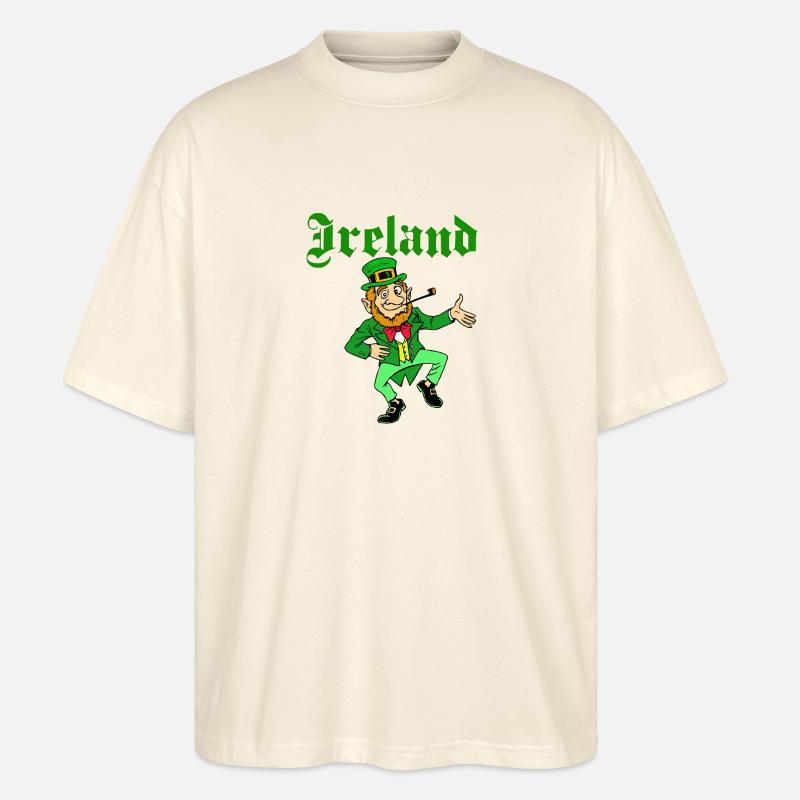 Ireland St Patrick Leprechaun - Stanley/Stella Oversized Unisex Organic T-shirt Blaster 2.0 - soft Ecru