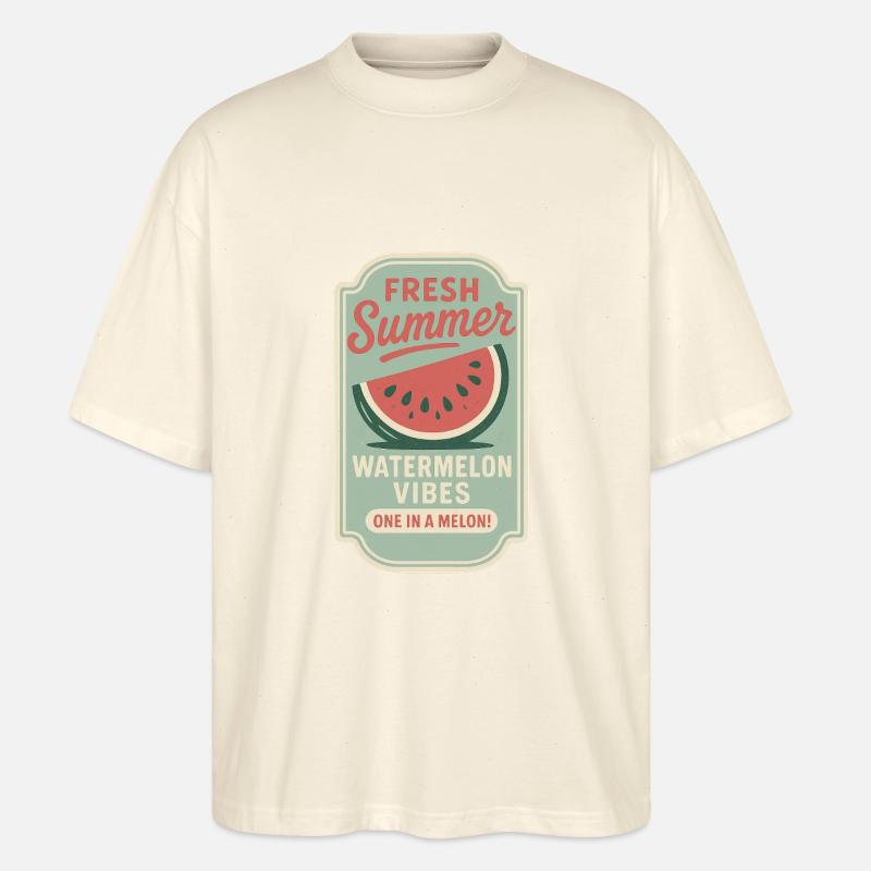 pastèque rétro été - T-shirt bio Blaster 2.0 coupe oversize Stanley/Stella Unisexe - écru doux