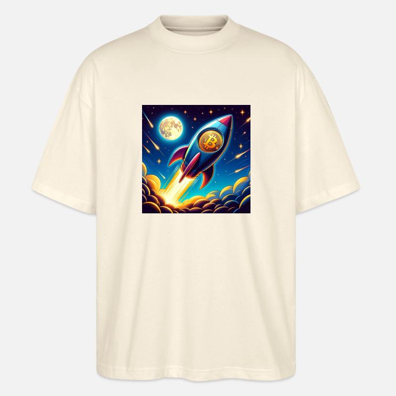 Bitcoin Moon rocket 1 - Stanley/Stella Oversized Unisex Bio T-Shirt Blaster 2.0 - Natur
