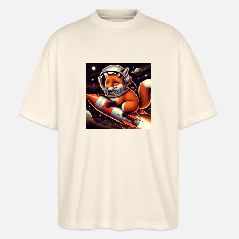 Fuchs auf der Rakete - Stanley/Stella Oversized Unisex Bio T-Shirt Blaster 2.0 - Natur