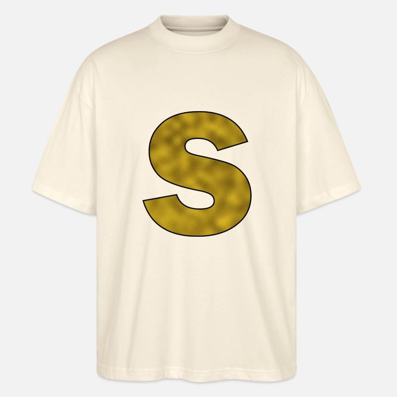 Buchstabe S Gold - Stanley/Stella Oversized Unisex Bio T-Shirt Blaster 2.0 - Natur