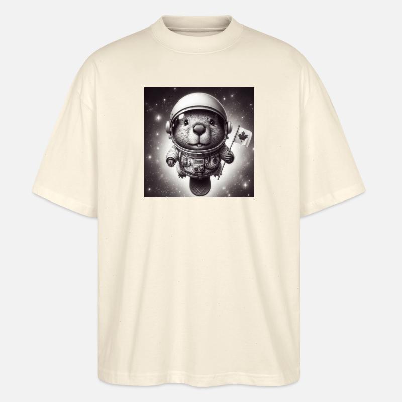 Castor de l’espace - T-shirt bio Blaster 2.0 coupe oversize Stanley/Stella Unisexe - écru doux