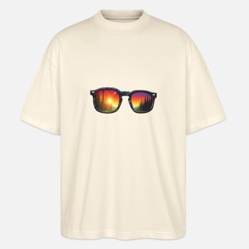 Sonnenbrille / Reflektion / Wald / Spiegelung - Stanley/Stella Oversized Unisex Bio T-Shirt Blaster 2.0 - Natur
