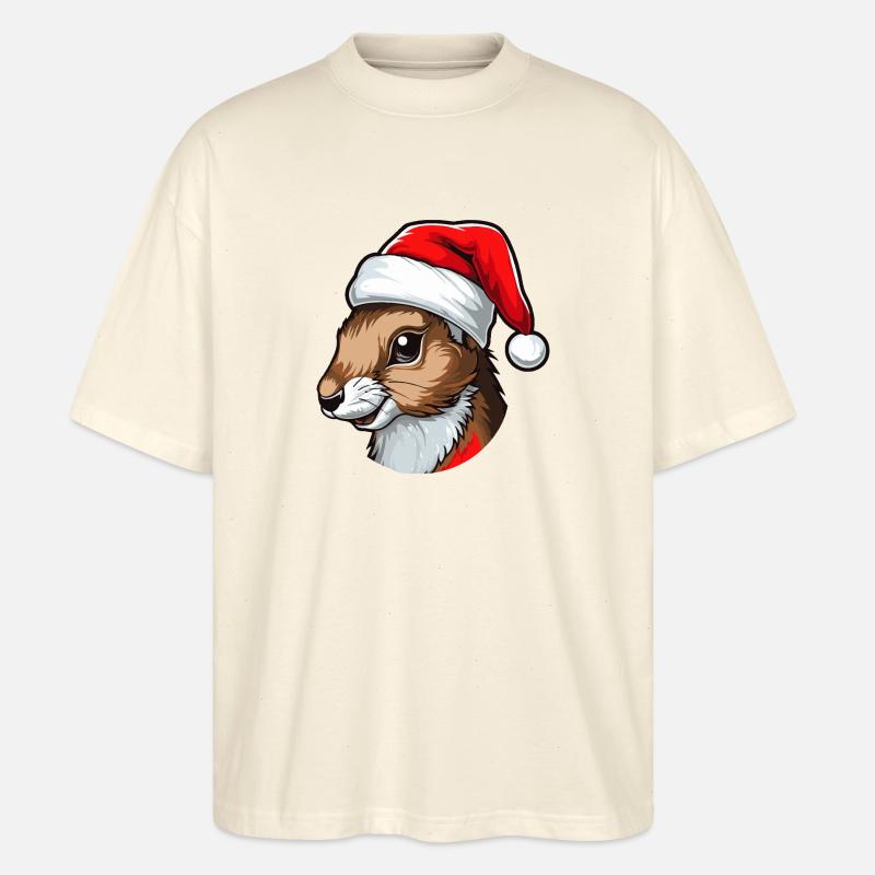 Tête d’animal de Noël écureuil - T-shirt bio Blaster 2.0 coupe oversize Stanley/Stella Unisexe - écru doux