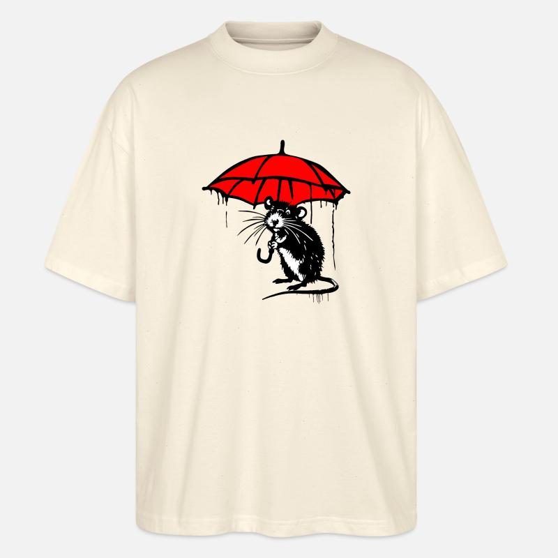 Ratte mit Schirm - Stanley/Stella Oversized Unisex Bio T-Shirt Blaster 2.0 - Natur