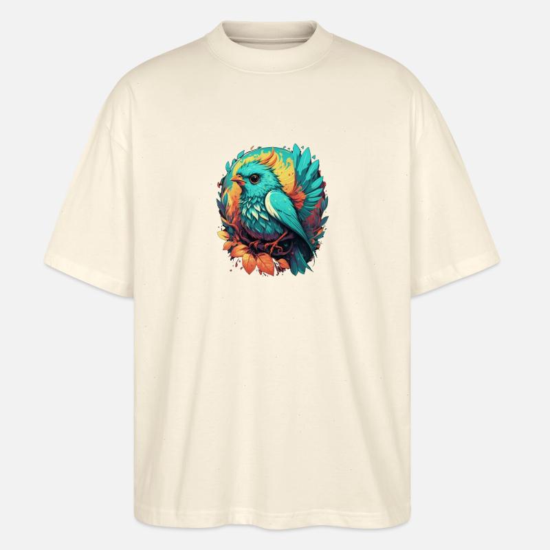 Blauer süßer gezeichneter Vogel - Stanley/Stella Oversized Unisex Bio T-Shirt Blaster 2.0 - Natur