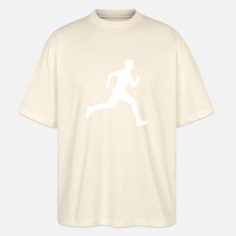 Running Marathon Mann Silhouette - Stanley/Stella Oversized Unisex Bio T-Shirt Blaster 2.0 - Natur
