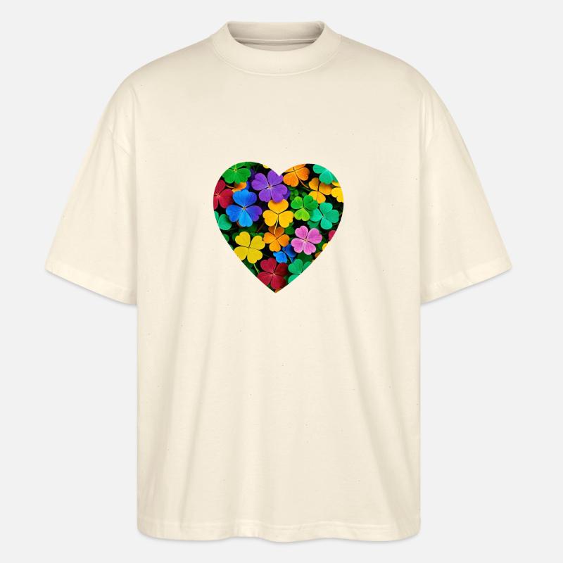 Buntes Kleeblatt - Stanley/Stella Oversized Unisex Bio T-Shirt Blaster 2.0 - Natur