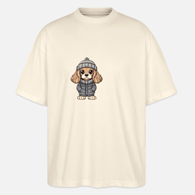 Cocker Spaniel Chien Hiver - T-shirt bio Blaster 2.0 coupe oversize Stanley/Stella Unisexe - écru doux