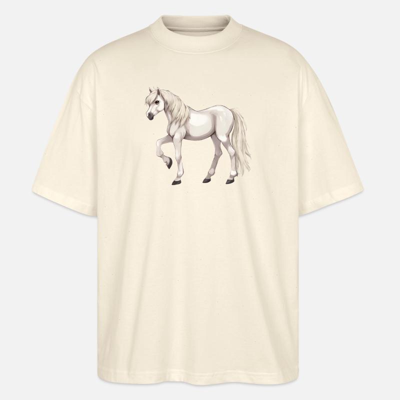 Weißes Pferd - Stanley/Stella Oversized Unisex Bio T-Shirt Blaster 2.0 - Natur