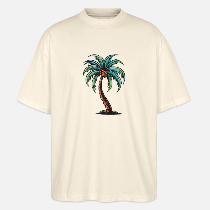 Icône de vacances de palmier - T-shirt bio Blaster 2.0 coupe oversize Stanley/Stella Unisexe - écru doux