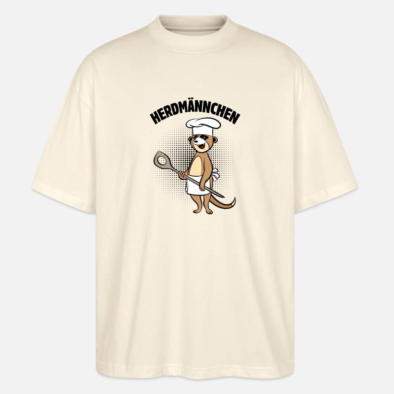 Herdmännchen - Erdmännchen mit Kochlöffel - Stanley/Stella Oversized Unisex Bio T-Shirt Blaster 2.0 - Natur
